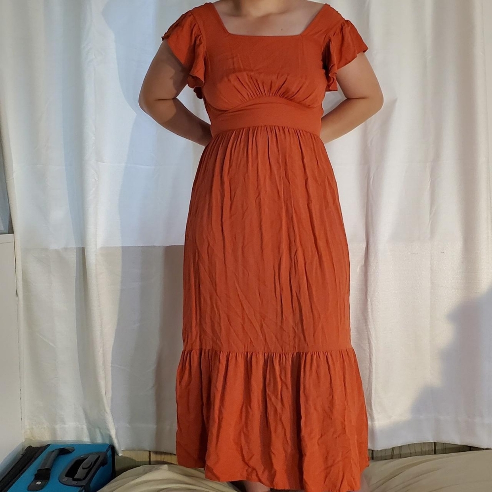 Boho Burnt Orange Maxi Dress